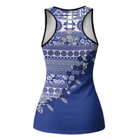 Fiji Marau na Kerisimasi Hollow Tank Top Blue Tagimoucia Tapa Masi Tribal LT9 - Polynesian Pride