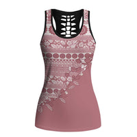 Fiji Marau na Kerisimasi Hollow Tank Top Dusty Rose Tagimoucia Tapa Masi Tribal LT9 Female Pink - Polynesian Pride