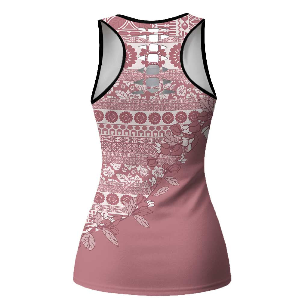 Fiji Marau na Kerisimasi Hollow Tank Top Dusty Rose Tagimoucia Tapa Masi Tribal LT9 - Polynesian Pride