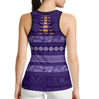 Fiji Marau na Kerisimasi Hollow Tank Top Purple Tapa Masi Inspired Christmas LT9 - Polynesian Pride