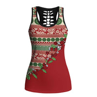 Fiji Marau na Kerisimasi Hollow Tank Top Red Tagimoucia Tapa Masi Tribal LT9 Female Red - Polynesian Pride