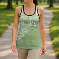 Fiji Marau na Kerisimasi Hollow Tank Top Sage Green Tagimoucia Tapa Masi Tribal LT9 - Polynesian Pride