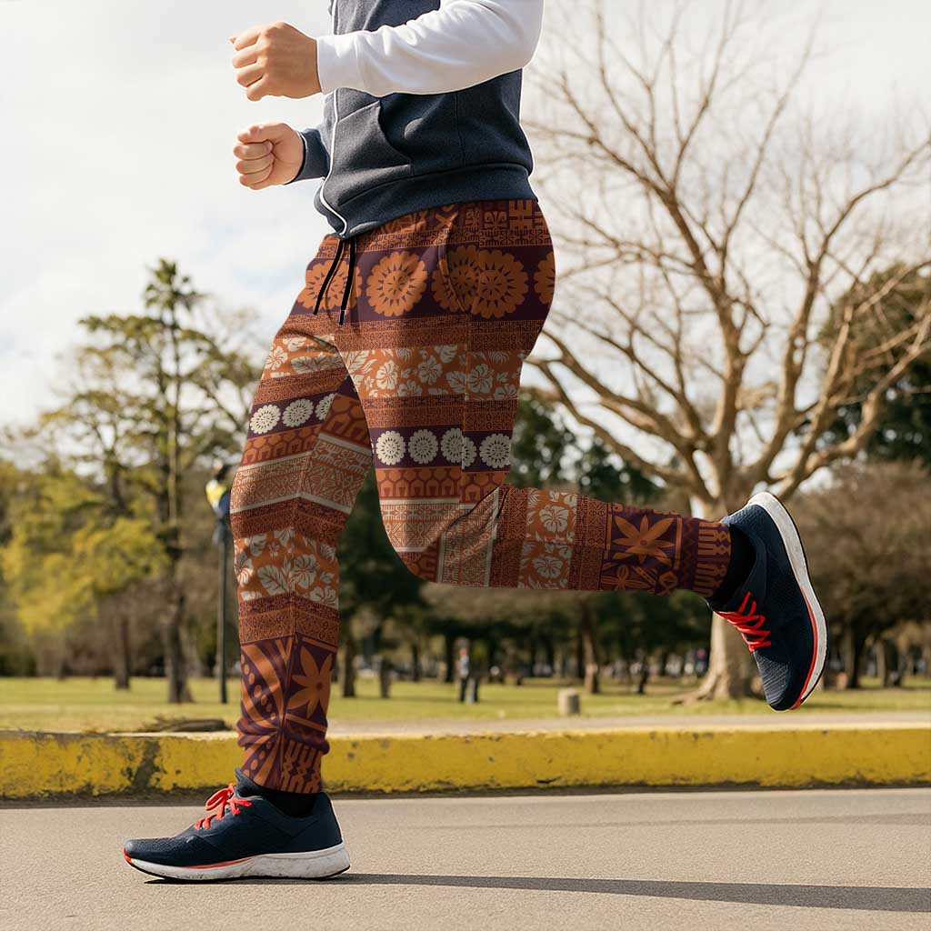 Fiji Marau na Kerisimasi Jogger Pants Gold Tapa Masi Inspired Christmas - Polynesian Pride