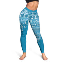 Fiji Marau na Kerisimasi Leggings Aqua Tagimoucia Tapa Masi Tribal LT9 - Polynesian Pride