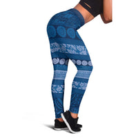 Fiji Marau na Kerisimasi Leggings Blue Tapa Masi Inspired Christmas LT9 - Polynesian Pride