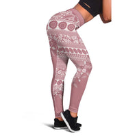Fiji Marau na Kerisimasi Leggings Dusty Rose Tagimoucia Tapa Masi Tribal LT9 - Polynesian Pride