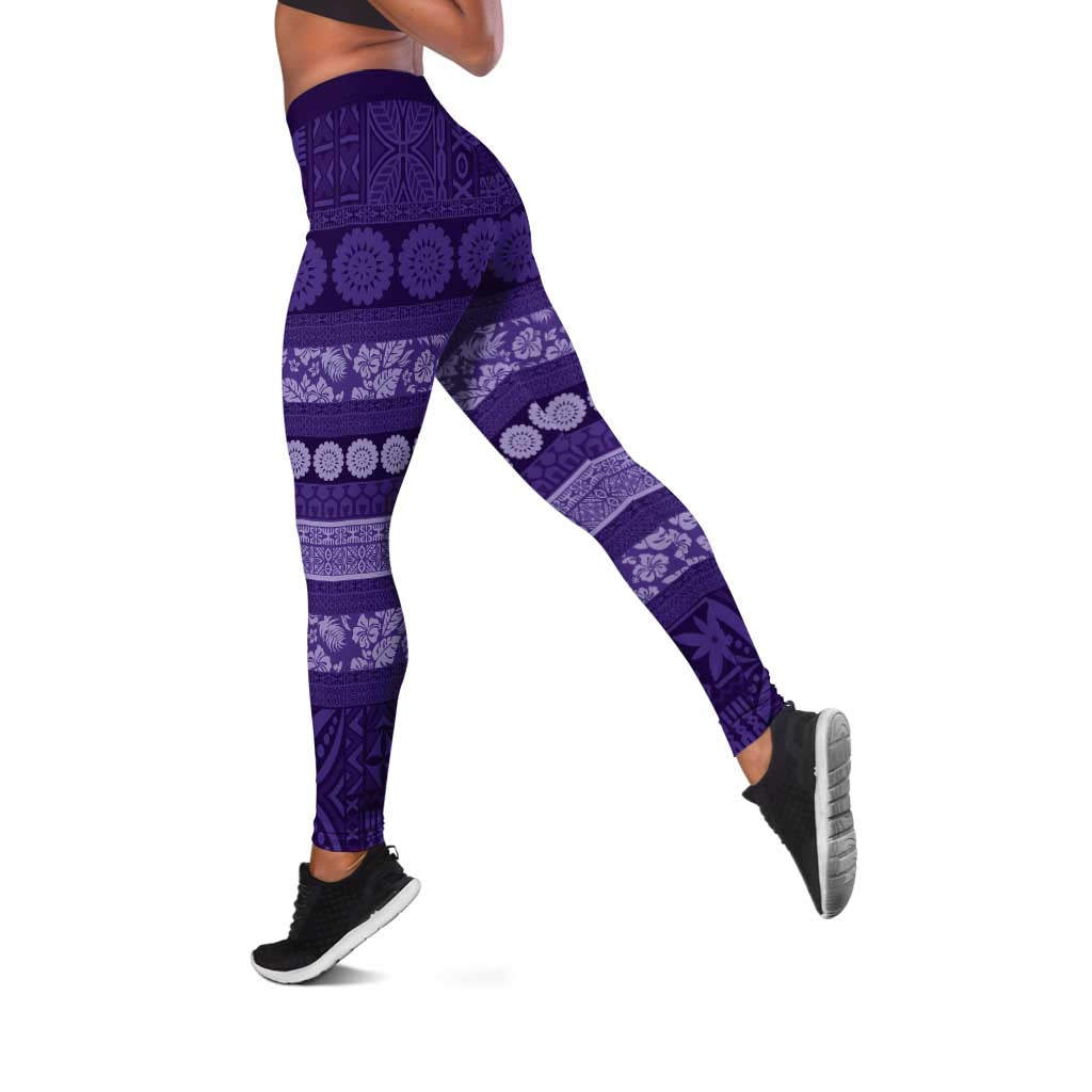 Fiji Marau na Kerisimasi Leggings Purple Tapa Masi Inspired Christmas - Polynesian Pride