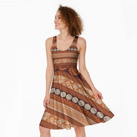 Fiji Marau na Kerisimasi Midi Dress Gold Tapa Masi Inspired Christmas LT9 - Polynesian Pride