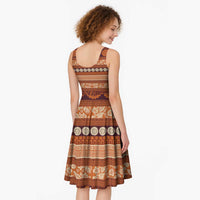 Fiji Marau na Kerisimasi Midi Dress Gold Tapa Masi Inspired Christmas LT9 - Polynesian Pride