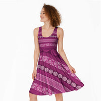 Fiji Marau na Kerisimasi Midi Dress Pink Tapa Masi Inspired Christmas LT9 - Polynesian Pride