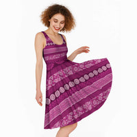 Fiji Marau na Kerisimasi Midi Dress Pink Tapa Masi Inspired Christmas LT9 - Polynesian Pride