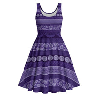 Fiji Marau na Kerisimasi Midi Dress Purple Tapa Masi Inspired Christmas LT9 Purple - Polynesian Pride