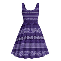 Fiji Marau na Kerisimasi Midi Dress Purple Tapa Masi Inspired Christmas LT9 - Polynesian Pride