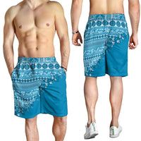 Fiji Marau na Kerisimasi Shorts for Men Aqua Tagimoucia Tapa Masi Tribal LT9 - Polynesian Pride