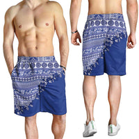 Fiji Marau na Kerisimasi Shorts for Men Blue Tagimoucia Tapa Masi Tribal LT9 - Polynesian Pride