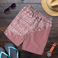 Fiji Marau na Kerisimasi Shorts for Men Dusty Rose Tagimoucia Tapa Masi Tribal LT9 Pink - Polynesian Pride