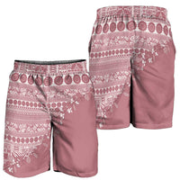 Fiji Marau na Kerisimasi Shorts for Men Dusty Rose Tagimoucia Tapa Masi Tribal LT9 - Polynesian Pride