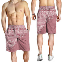 Fiji Marau na Kerisimasi Shorts for Men Dusty Rose Tagimoucia Tapa Masi Tribal LT9 - Polynesian Pride