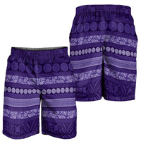 Fiji Marau na Kerisimasi Shorts for Men Purple Tapa Masi Inspired Christmas LT9 - Polynesian Pride