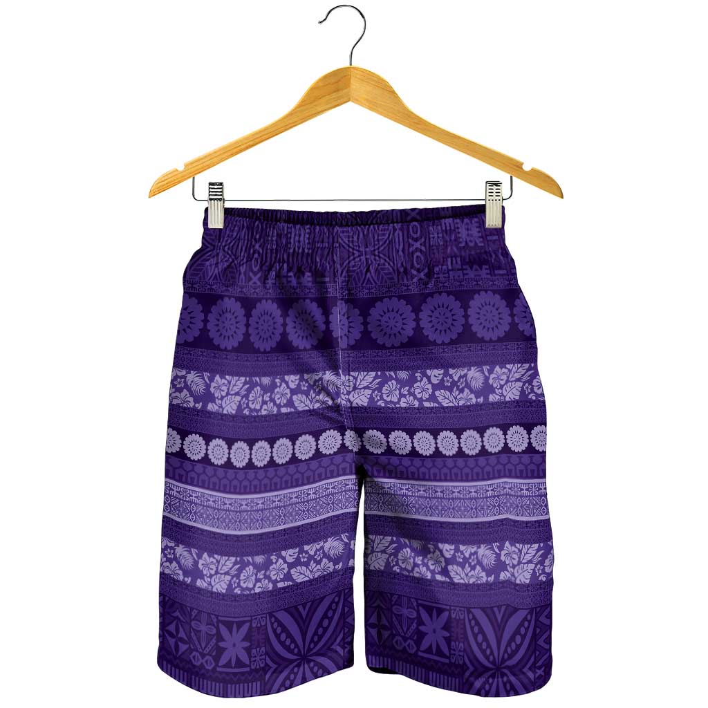 Fiji Marau na Kerisimasi Shorts for Men Purple Tapa Masi Inspired Christmas LT9 - Polynesian Pride