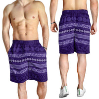 Fiji Marau na Kerisimasi Shorts for Men Purple Tapa Masi Inspired Christmas LT9 - Polynesian Pride