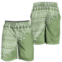 Fiji Marau na Kerisimasi Shorts for Men Sage Green Tagimoucia Tapa Masi Tribal LT9 - Polynesian Pride