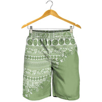 Fiji Marau na Kerisimasi Shorts for Men Sage Green Tagimoucia Tapa Masi Tribal LT9 - Polynesian Pride