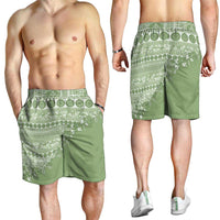Fiji Marau na Kerisimasi Shorts for Men Sage Green Tagimoucia Tapa Masi Tribal LT9 - Polynesian Pride