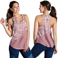 Fiji Marau na Kerisimasi Women Racerback Tank Dusty Rose Tagimoucia Tapa Masi Tribal LT9 - Polynesian Pride