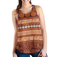 Fiji Marau na Kerisimasi Women Racerback Tank Gold Tapa Masi Inspired Christmas LT9 - Polynesian Pride