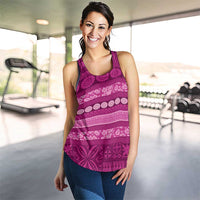 Fiji Marau na Kerisimasi Women Racerback Tank Pink Tapa Masi Inspired Christmas LT9 - Polynesian Pride