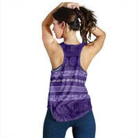 Fiji Marau na Kerisimasi Women Racerback Tank Purple Tapa Masi Inspired Christmas LT9 - Polynesian Pride