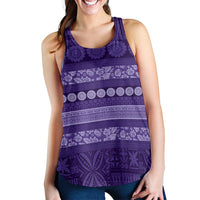 Fiji Marau na Kerisimasi Women Racerback Tank Purple Tapa Masi Inspired Christmas LT9 - Polynesian Pride