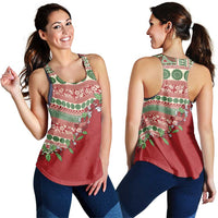 Fiji Marau na Kerisimasi Women Racerback Tank Red Tagimoucia Tapa Masi Tribal LT9 - Polynesian Pride