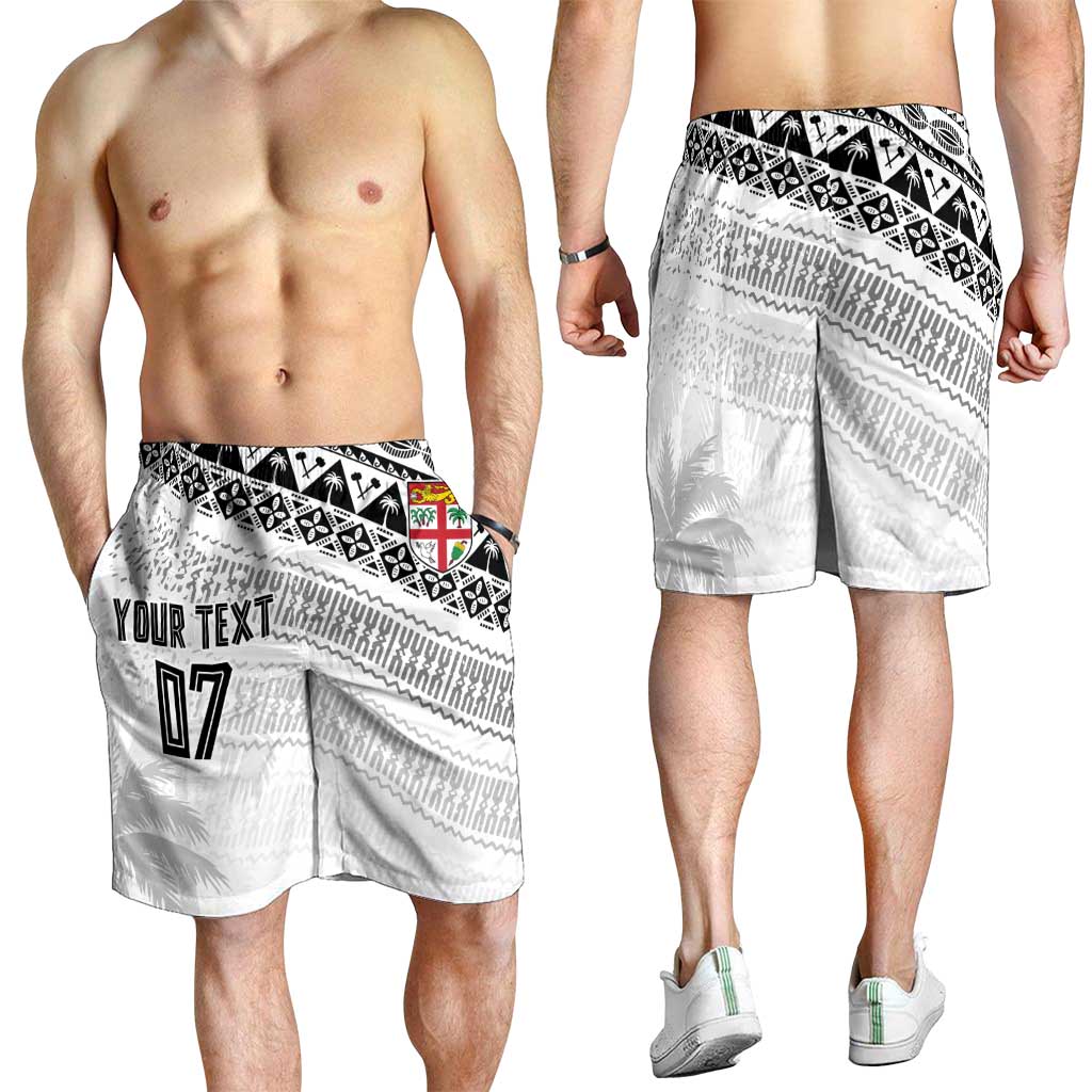 Fiji Rugby Custom Kaiviti Masi Shorts for Men Black LT7 - Polynesian Pride