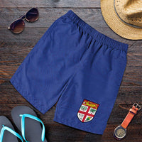 Fijian Football Shorts for Men Tapa Pattern and Shark Tribal LT03 Blue - Polynesian Pride