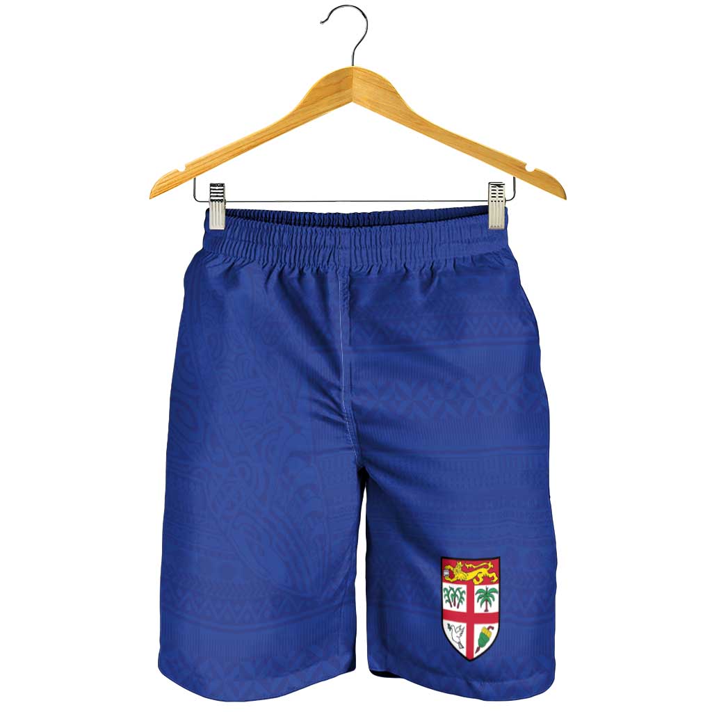 Fijian Football Shorts for Men Tapa Pattern and Shark Tribal LT03 - Polynesian Pride