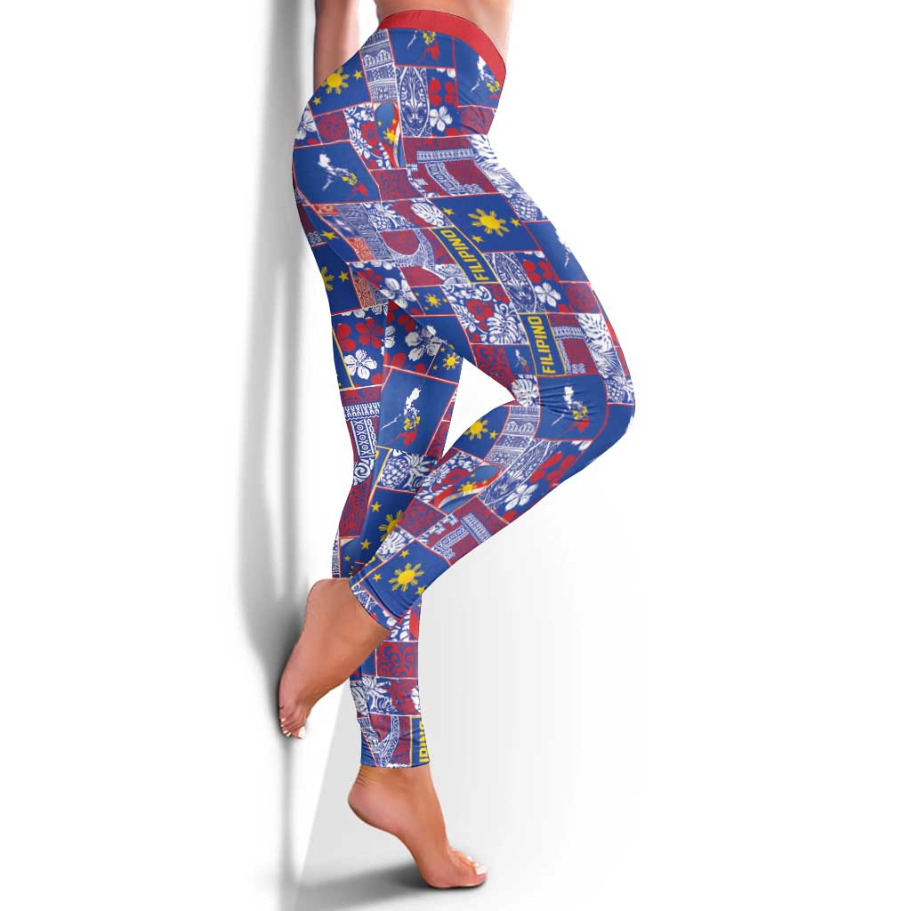 Filipino Maligayang Pasko Leggings Pacific Patchwork Xmas Vibes - Polynesian Pride