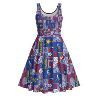 Filipino Maligayang Pasko Midi Dress Pacific Patchwork Xmas Vibes LT9 Blue - Polynesian Pride