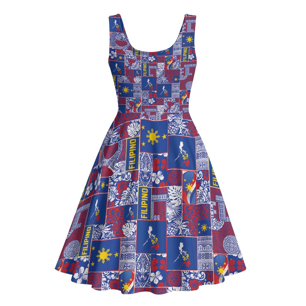 Filipino Maligayang Pasko Midi Dress Pacific Patchwork Xmas Vibes LT9 - Polynesian Pride