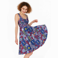 Filipino Maligayang Pasko Midi Dress Pacific Patchwork Xmas Vibes LT9 - Polynesian Pride