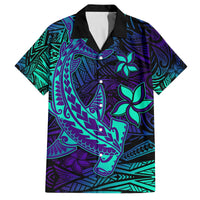Purple Polynesian Family Matching Outfits Off Shoulder Long Sleeve Dress And Hawaiian Shirt Tribal Hammerhead Shark LT14 Son's Shirt - Polynesian Pride