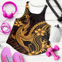 Gold Black Aloha Hawaii Women Racerback Tank Polynesian Shark Tattoo With Plumeria LT14 Gold - Polynesian Pride