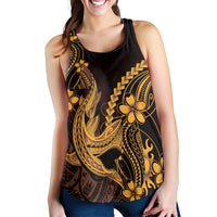 Gold Black Aloha Hawaii Women Racerback Tank Polynesian Shark Tattoo With Plumeria LT14 - Polynesian Pride