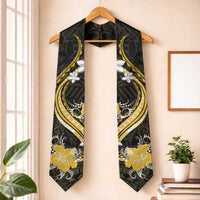 Gold Polynesian Pattern With Tropical Flowers Graduation Stole