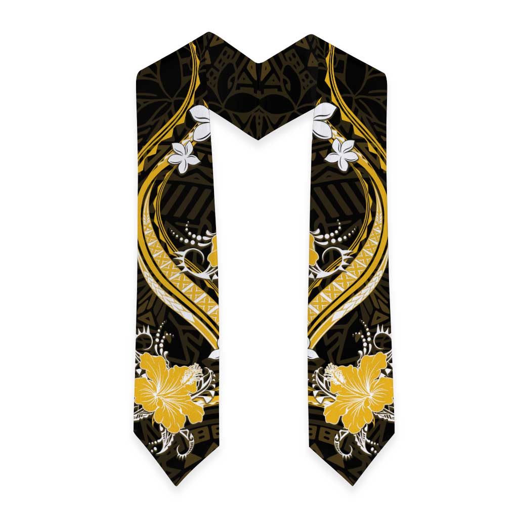 Gold Polynesian Pattern With Tropical Flowers Graduation Stole