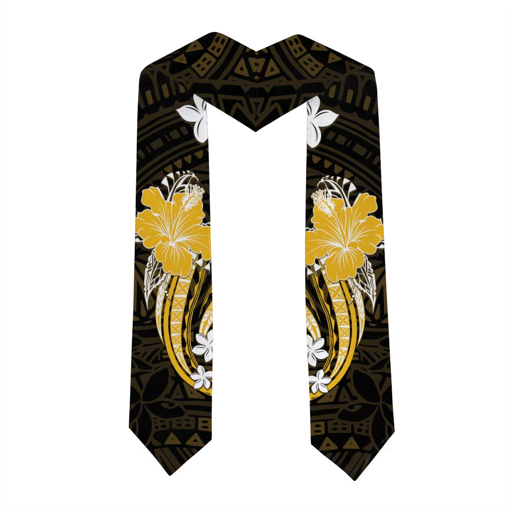 Gold Polynesian Pattern With Tropical Flowers Graduation Stole