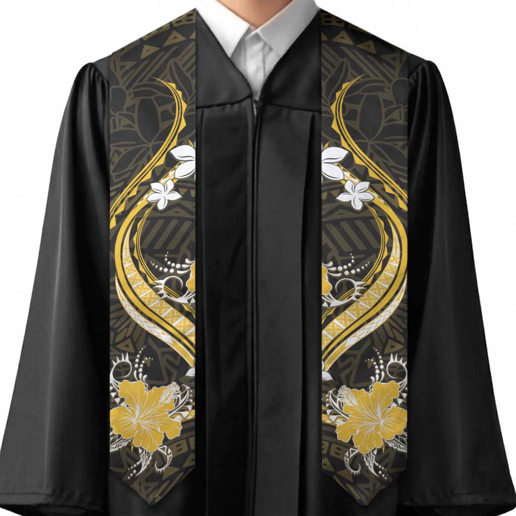 Gold Polynesian Pattern With Tropical Flowers Graduation Stole