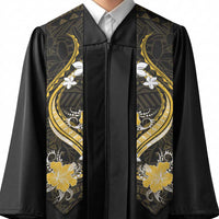Gold Polynesian Pattern With Tropical Flowers Graduation Stole