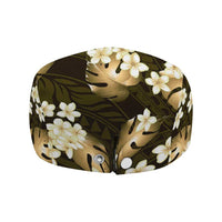 Gold Tropical Hawaii Jeff Hat Seamless Monstera Plumeria Hawaiian Pattern - Polynesian Pride